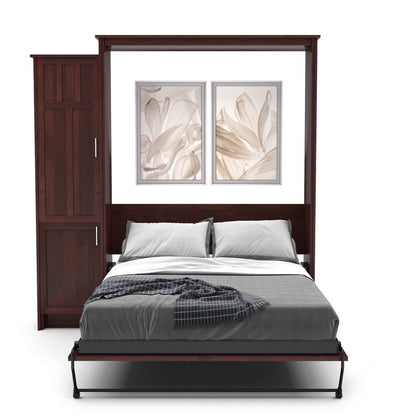 Twin Size Murphy Bed - Left Cabinet, Craftsman Style, Brushed Nickel Pulls