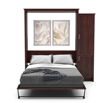 Twin Size Murphy Bed - Right Cabinet, Craftsman Style, Brushed Nickel Pulls - Murphy Door
