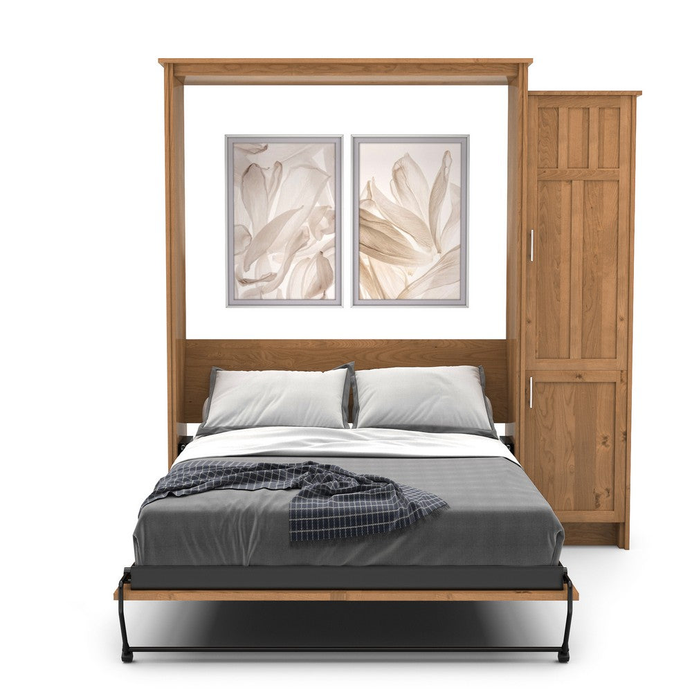 Queen Size Murphy Bed - Right Cabinet, Craftsman Style, Brushed Nickel Pulls - Murphy Door
