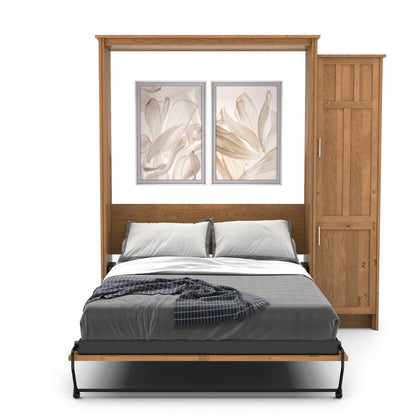 Full Size Murphy Bed - Right Cabinet, Beadboard Style, Brushed Nickel Pulls - Murphy Door