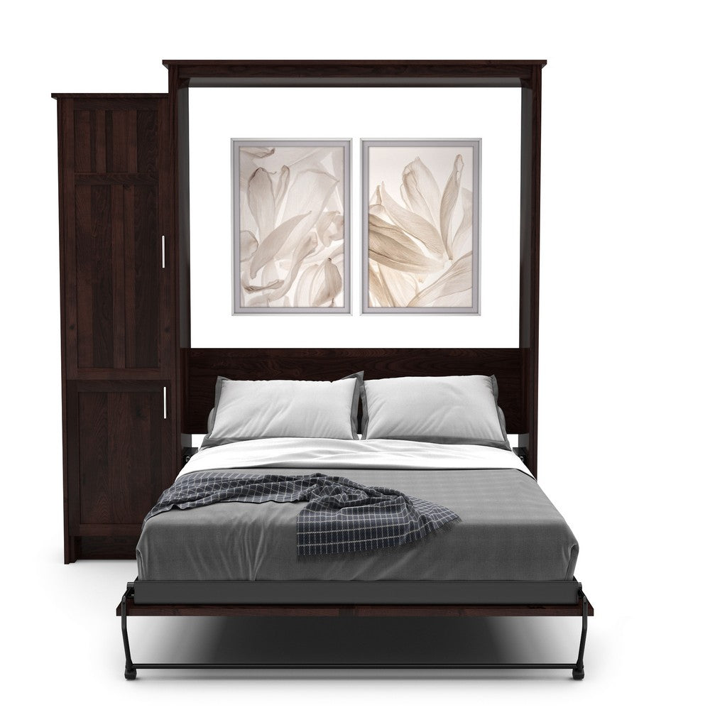 King Size Murphy Bed - Left Cabinet, Craftsman Style, Brushed Nickel Pulls