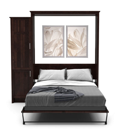 King Size Murphy Bed - Left Cabinet, Craftsman Style, Brushed Nickel Pulls