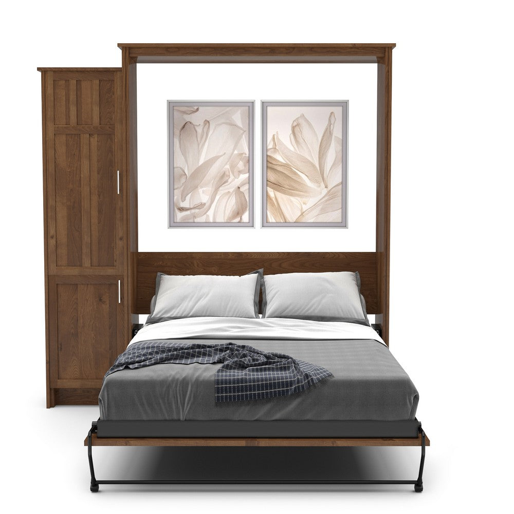 King Size Murphy Bed - Left Cabinet, Craftsman Style, Brushed Nickel Pulls