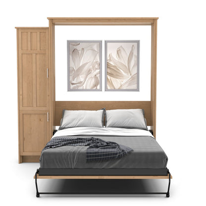 King Size Murphy Bed - Left Cabinet, Craftsman Style, Brushed Nickel Pulls