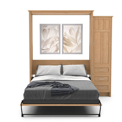 Twin Size Murphy Bed - Right Cabinet, Craftsman Style, Brushed Nickel Pulls - Murphy Door