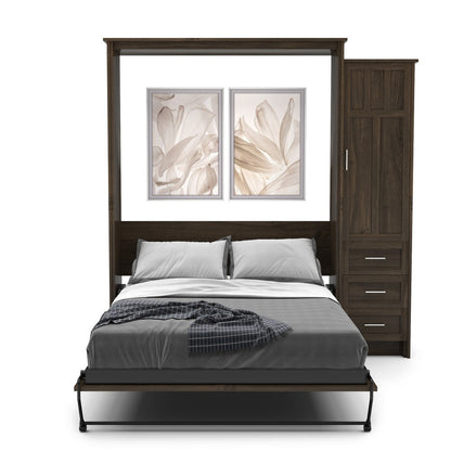 Full Size Murphy Bed - Right Cabinet, Beadboard Style, Brushed Nickel Pulls - Murphy Door