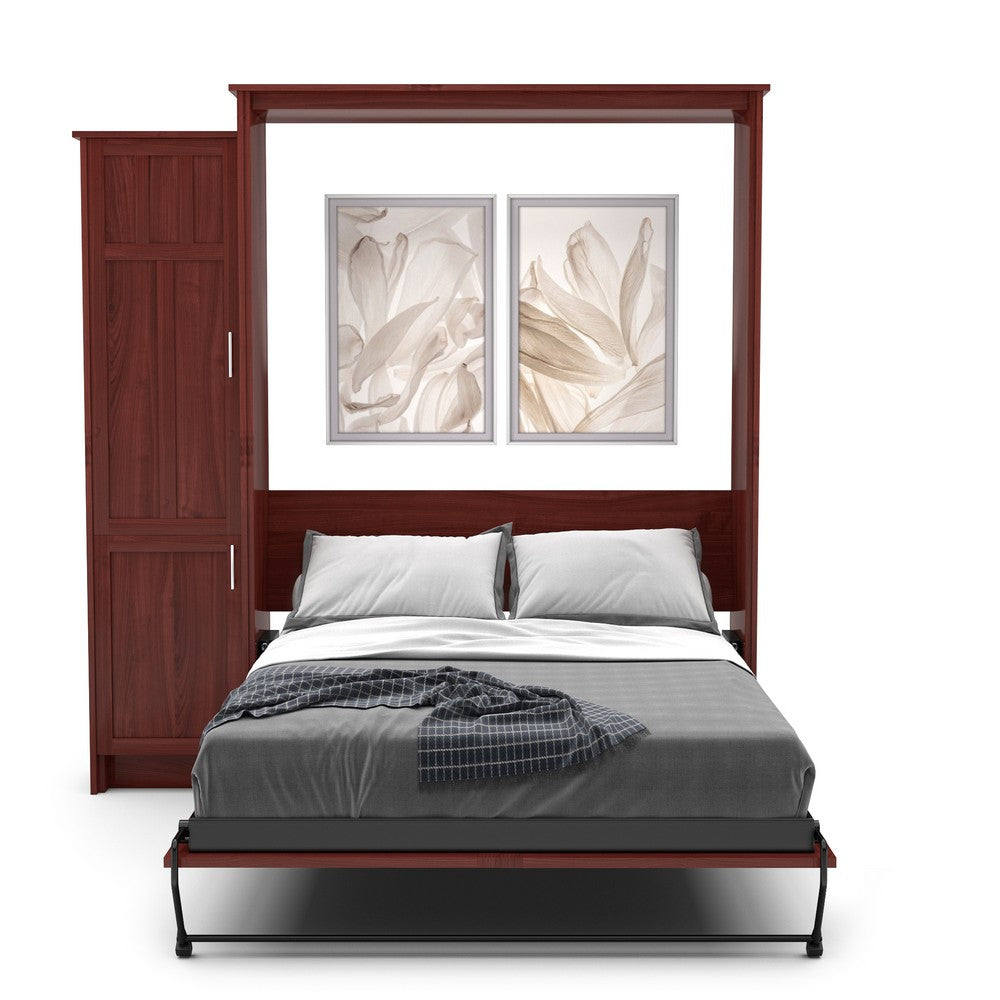 King Size Murphy Bed - Left Cabinet, Craftsman Style, Brushed Nickel Pulls