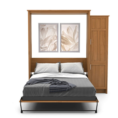 Twin Size Murphy Bed - Right Cabinet, Craftsman Style, Brushed Nickel Pulls - Murphy Door