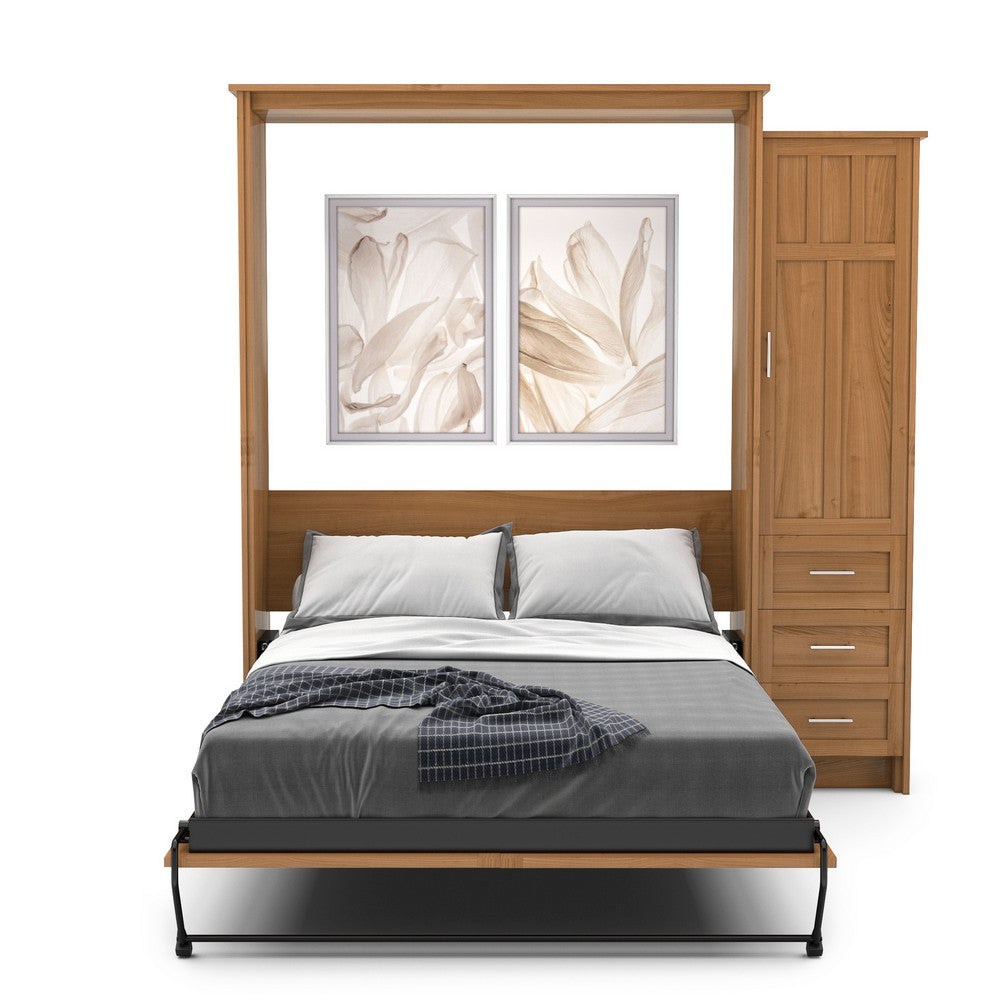 Full Size Murphy Bed - Right Cabinet, Beadboard Style, Brushed Nickel Pulls - Murphy Door