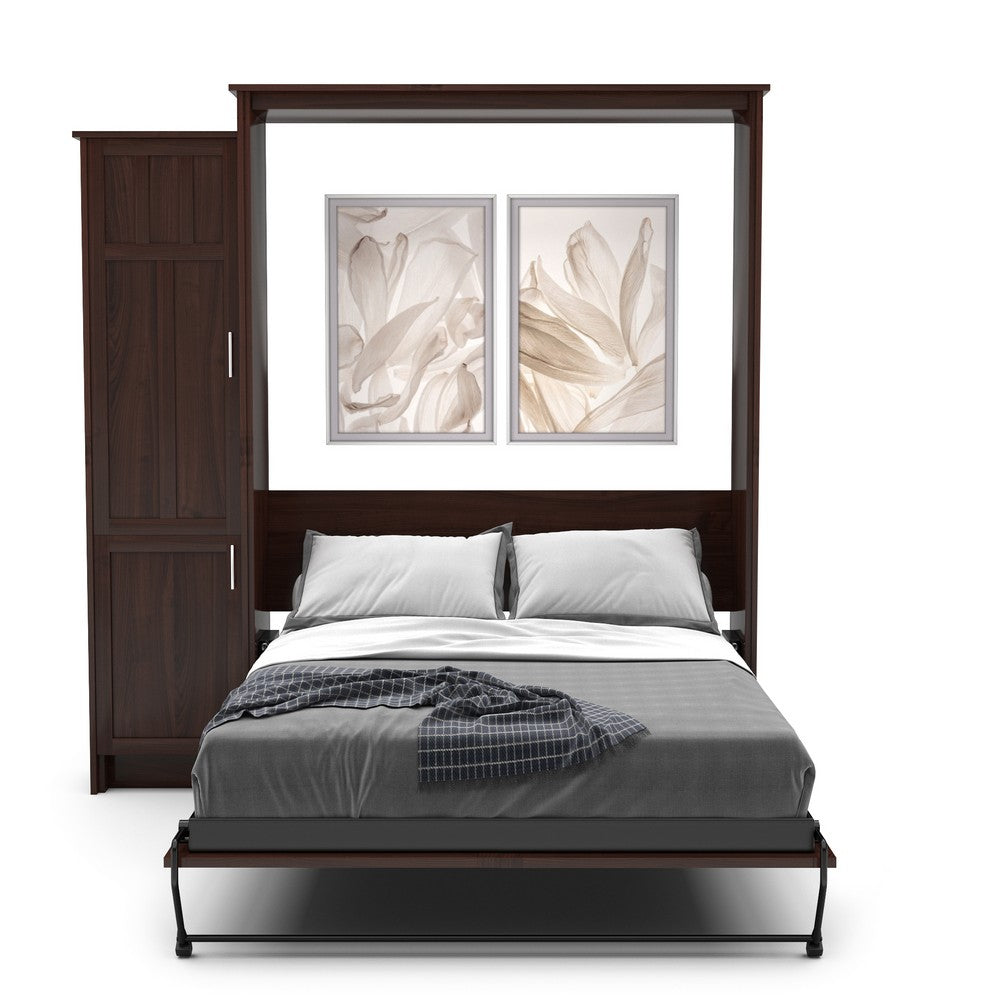 King Size Murphy Bed - Left Cabinet, Craftsman Style, Brushed Nickel Pulls