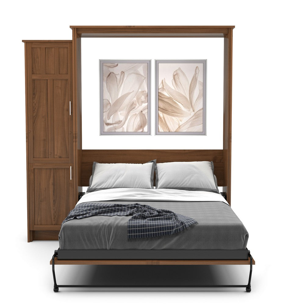 King Size Murphy Bed - Left Cabinet, Craftsman Style, Brushed Nickel Pulls