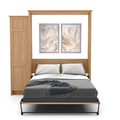 Queen Size Murphy Bed - Left Cabinet, Craftsman Style, Brushed Nickel Pulls