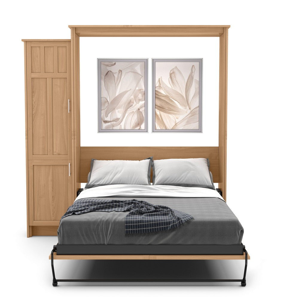 King Size Murphy Bed - Left Cabinet, Craftsman Style, Brushed Nickel Pulls