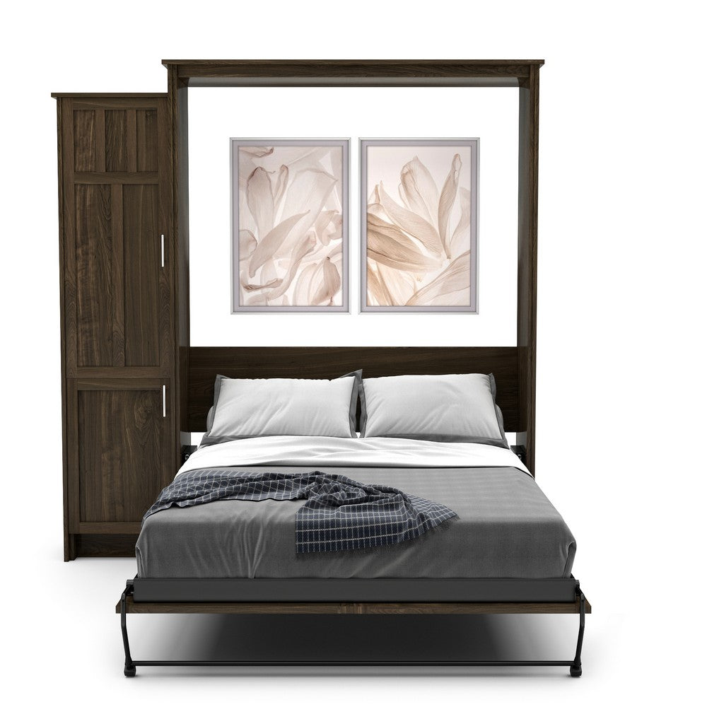 Queen Size Murphy Bed - Left Cabinet, Craftsman Style, Brushed Nickel Pulls