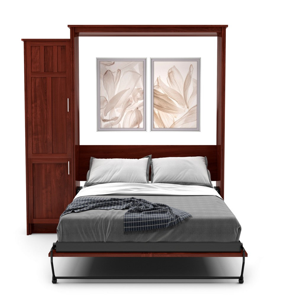 King Size Murphy Bed - Left Cabinet, Craftsman Style, Brushed Nickel Pulls