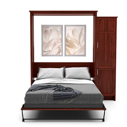 Twin Size Murphy Bed - Right Cabinet, Craftsman Style, Brushed Nickel Pulls - Murphy Door