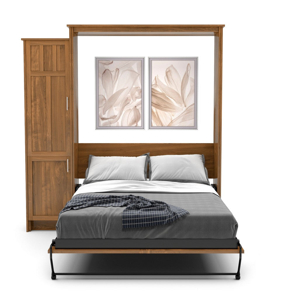 King Size Murphy Bed - Left Cabinet, Craftsman Style, Brushed Nickel Pulls