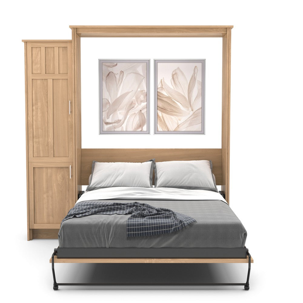 King Size Murphy Bed - Left Cabinet, Craftsman Style, Brushed Nickel Pulls
