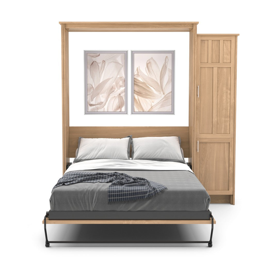 King Size Murphy Bed - Right Cabinet, Beadboard Style, Brushed Nickel Pulls - Murphy Door