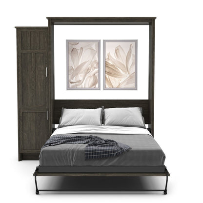 Full Size Murphy Bed - Left Cabinet, Craftsman Style, Brushed Nickel Pulls