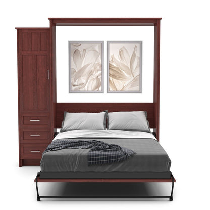 Queen Size Murphy Bed - Left Cabinet, Craftsman Style, Brushed Nickel Pulls