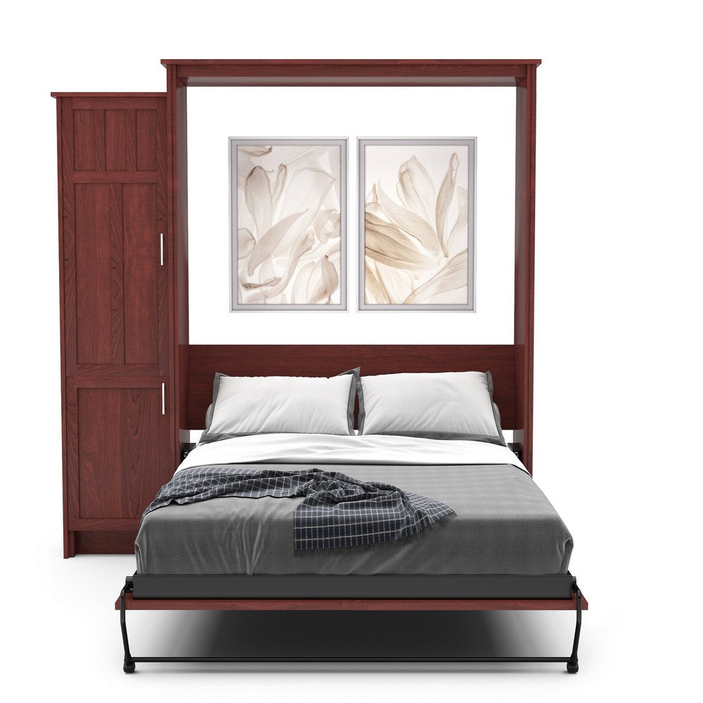 King Size Murphy Bed - Left Cabinet, Craftsman Style, Brushed Nickel Pulls