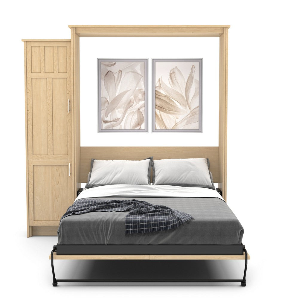 King Size Murphy Bed - Left Cabinet, Craftsman Style, Brushed Nickel Pulls