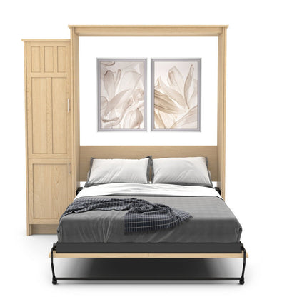 Queen Size Murphy Bed - Left Cabinet, Craftsman Style, Brushed Nickel Pulls