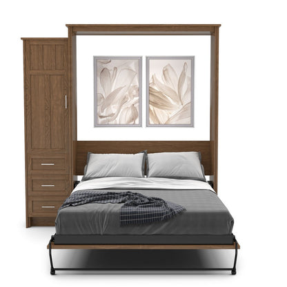 Queen Size Murphy Bed - Left Cabinet, Craftsman Style, Brushed Nickel Pulls