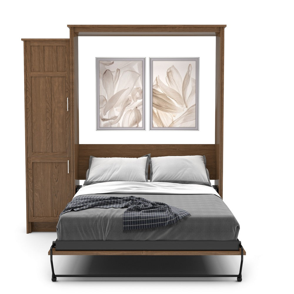 Queen Size Murphy Bed - Left Cabinet, Craftsman Style, Brushed Nickel Pulls