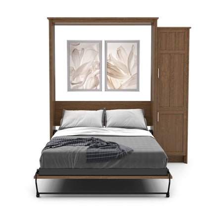 Full Size Murphy Bed - Right Cabinet, Beadboard Style, Brushed Nickel Pulls - Murphy Door
