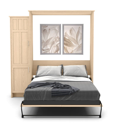 King Size Murphy Bed - Left Cabinet, Craftsman Style, Brushed Nickel Pulls