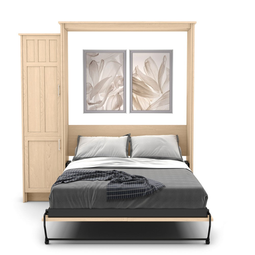 King Size Murphy Bed - Left Cabinet, Craftsman Style, Brushed Nickel Pulls