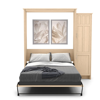 Twin Size Murphy Bed - Right Cabinet, Craftsman Style, Brushed Nickel Pulls - Murphy Door