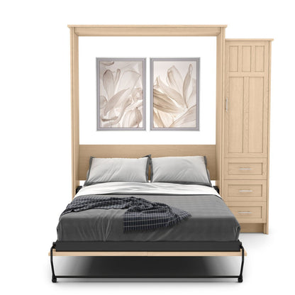 Twin Size Murphy Bed - Right Cabinet, Craftsman Style, Brushed Nickel Pulls - Murphy Door