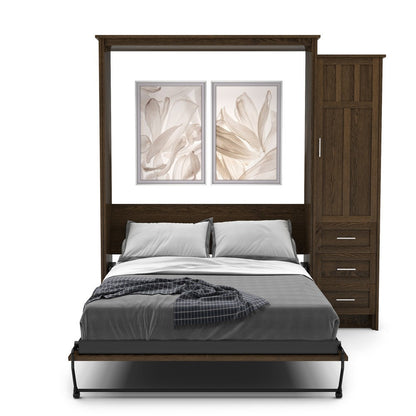 Twin Size Murphy Bed - Right Cabinet, Craftsman Style, Brushed Nickel Pulls - Murphy Door