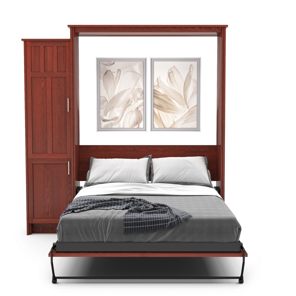 Queen Size Murphy Bed - Left Cabinet, Craftsman Style, Brushed Nickel Pulls