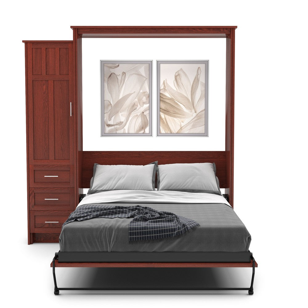 King Size Murphy Bed - Left Cabinet, Craftsman Style, Brushed Nickel Pulls