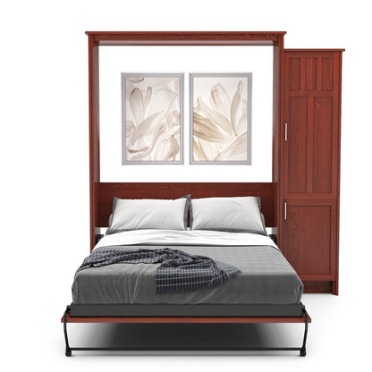 Twin Size Murphy Bed - Right Cabinet, Craftsman Style, Brushed Nickel Pulls - Murphy Door