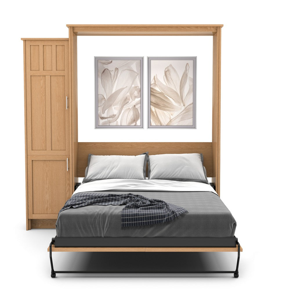 King Size Murphy Bed - Left Cabinet, Craftsman Style, Brushed Nickel Pulls