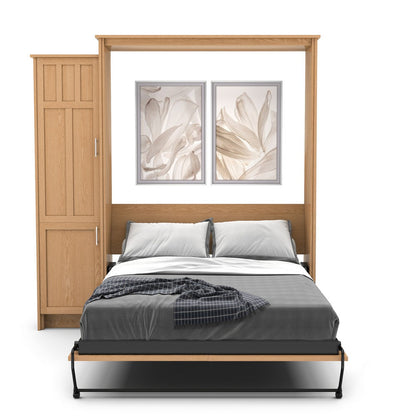 King Size Murphy Bed - Left Cabinet, Craftsman Style, Brushed Nickel Pulls