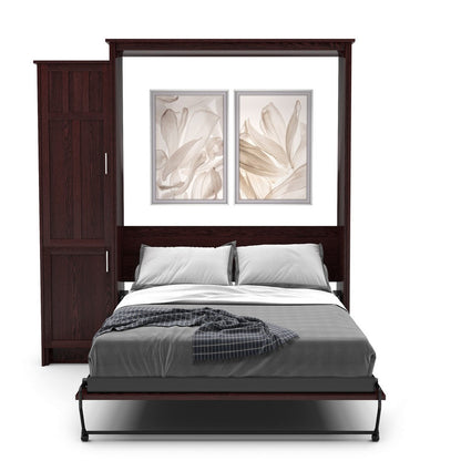 King Size Murphy Bed - Left Cabinet, Craftsman Style, Brushed Nickel Pulls