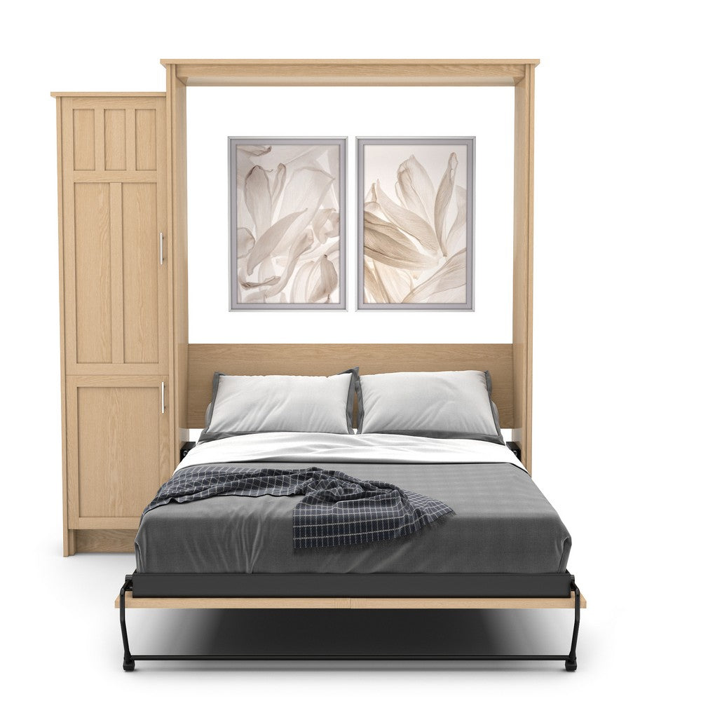 King Size Murphy Bed - Left Cabinet, Craftsman Style, Brushed Nickel Pulls
