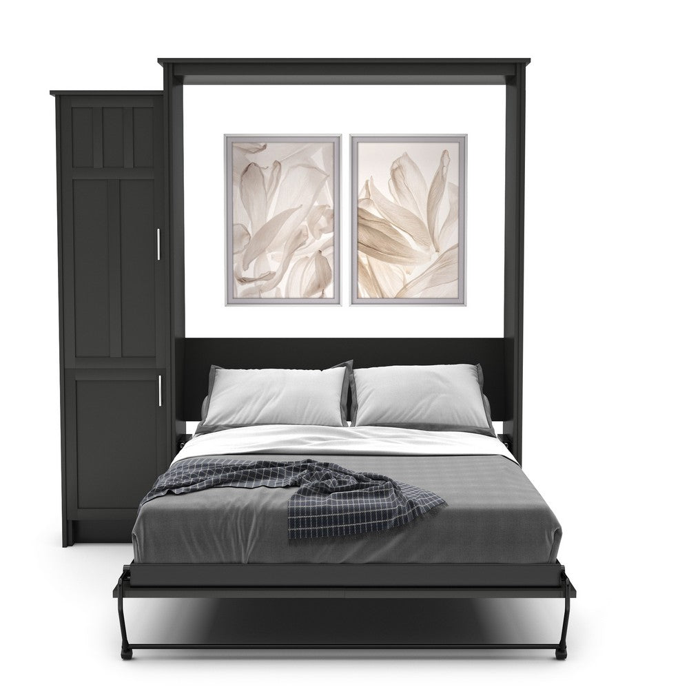King Size Murphy Bed - Left Cabinet, Craftsman Style, Brushed Nickel Pulls
