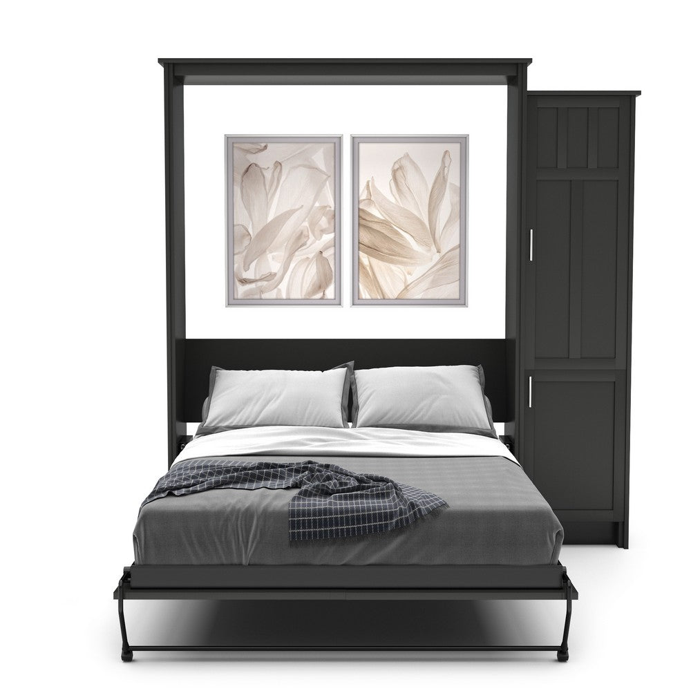 King Size Murphy Bed - Right Cabinet, Beadboard Style, Brushed Nickel Pulls - Murphy Door