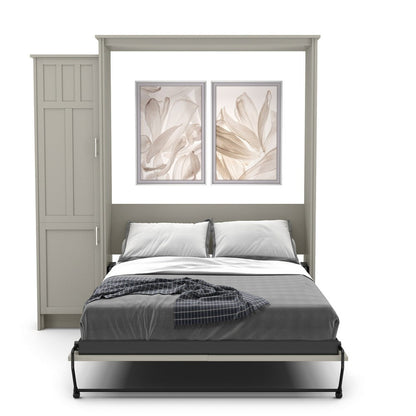 Twin Size Murphy Bed - Left Cabinet, Craftsman Style, Brushed Nickel Pulls