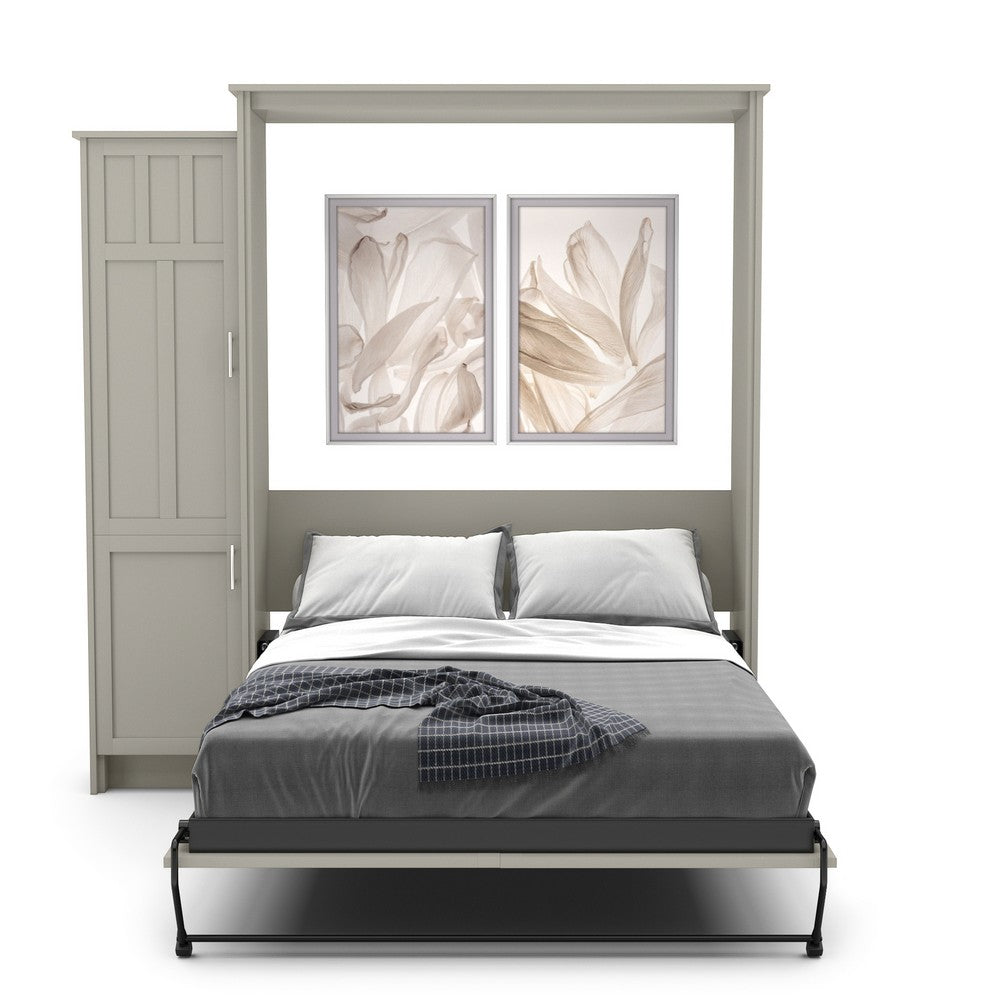 King Size Murphy Bed - Left Cabinet, Craftsman Style, Brushed Nickel Pulls