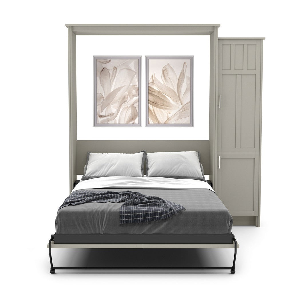 King Size Murphy Bed - Right Cabinet, Craftsman Style, Brushed Nickel Pulls - Murphy Door