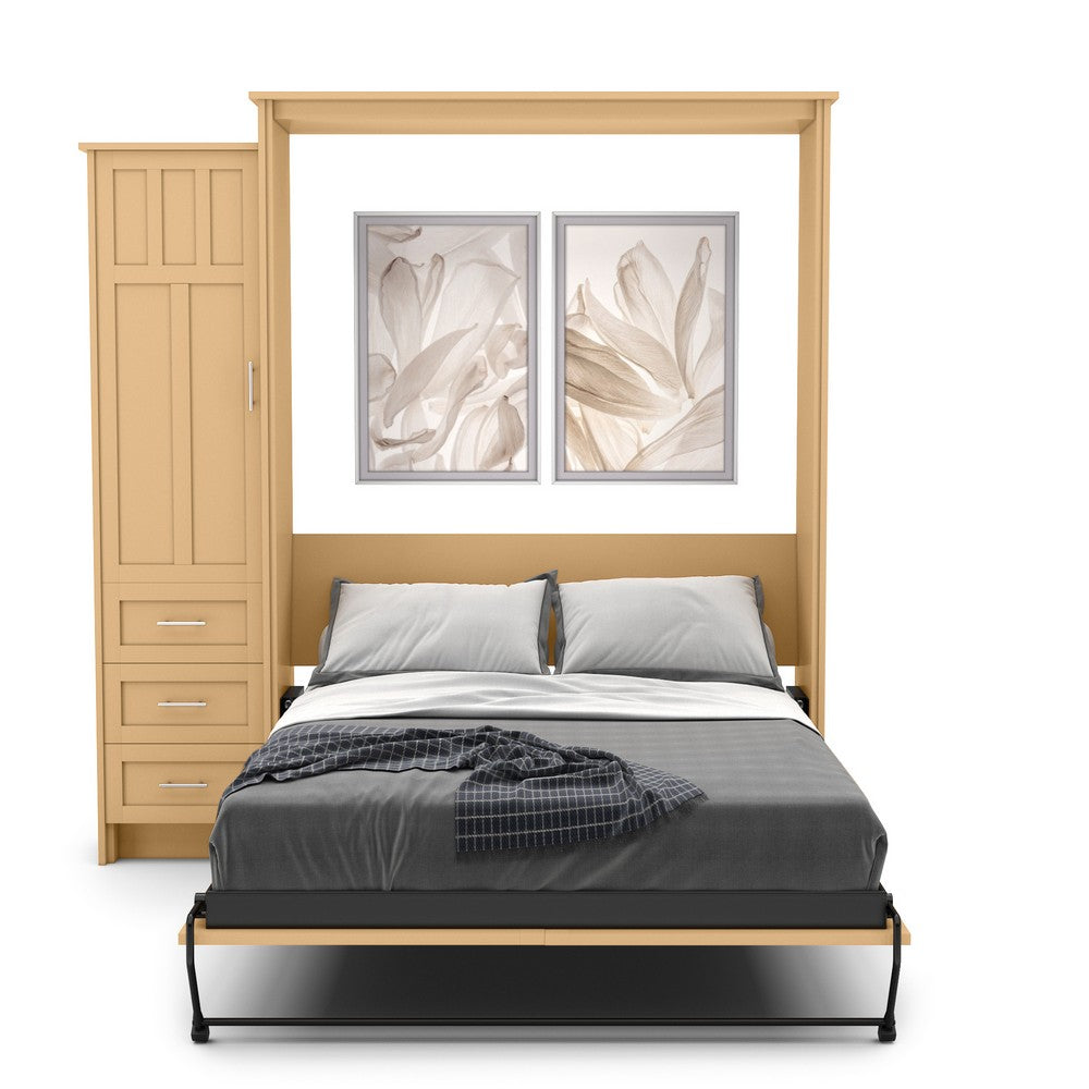 King Size Murphy Bed - Left Cabinet, Craftsman Style, Brushed Nickel Pulls
