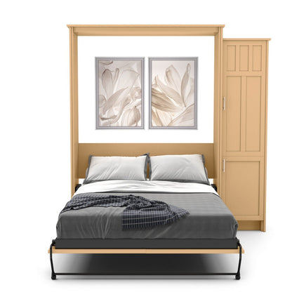 Twin Size Murphy Bed - Right Cabinet, Craftsman Style, Brushed Nickel Pulls - Murphy Door